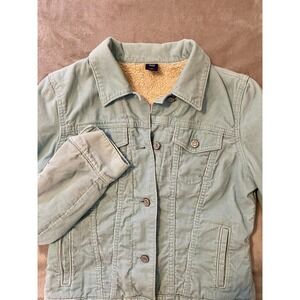 GAP‎ Jacket Womens Medium Baby Blue Corduroy Sherpa Lined Trucker Y2K Western